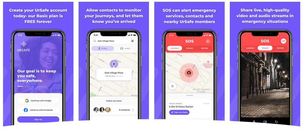 URSafe app screens